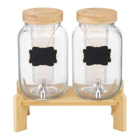 Drink Dispenser 1 Gal Beverage Dispenser for Parties Glass with Stand 2PCS