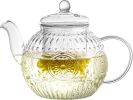 Vintage Glass Teapot, Tea Kettle with Removable Infuser 32OZ/1000ml, Borosilicate Glass Pot -Stovetop Safe, Blooming & Loose Leaf Tea Maker Set