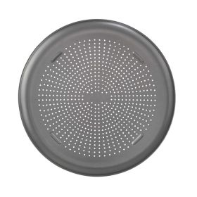 Gray Round Nonstick Carbon Steel Pizza Pan, 15.75 Inch Large Oven Tray, Dishwasher Safe