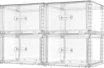 4 Pack 18QT Clear Stackable Storage Drawers,Easily Assemble Closet Organizers,Plastic Storage Bins for Bathroom,Cabinet,Kitchen Pantry
