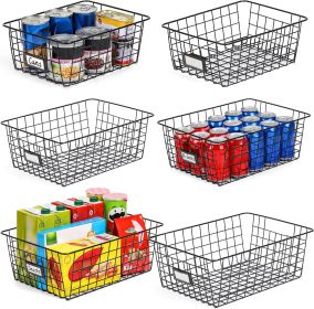6 Pack Wire Baskets for Pantry Organization and Storage, Kitchen Organizer