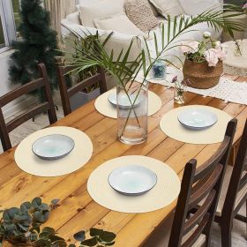 Round Braided Placemats Set of 6 Round Table Mats for Dining Tables 15 inch (Cream, 6)