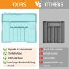 Silverware Organizer - Expandable Large Kitchen Drawer Organizer Utensil Organizer with 2 Knife Block Inserts