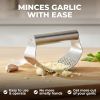 Kitchen Stainless Steel Garlic Press Rocker Set - Time Saving