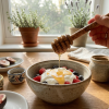 Natural Olive Wood Honey Spoon Dipper - Premium Handcrafted Eco Friendly 6 Inch Wooden Honeycomb Stirrer Wand for Tea Jar Drizzle