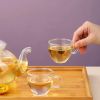 Glass Tea Pot with 4 Tea Cups, Removable Infuser, Blooming and Loose Leaf Tea Maker and Teacups Set, Stovetop Microwave Safe Tea Kettle