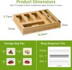 Bamboo Bag Storage Organizer - 2 Wrap Dispenser with Cutter & 4 Slots Food Storage Bags Container - Kitchen Drawer Plastic Bags Storage Organization f