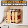 Bamboo Pull Out Spice Rack Organizer for Cabinet, Heavy Duty Slide Out Seasoning Kitchen Pantry Sliding Vertical Organization, 7.6" Wide