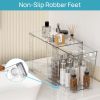 4 Pack Clear Stackable Storage Drawers,9.7" High Plastic Organizers Bins for Skincare, Bathroom Supplies,Ideal for Cabinet,Undersink,Vanity,Kitchen