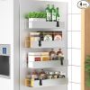 4 Pack Magnetic Spice Storage Rack Organizer for Refrigerator and Oven, Silver Fridge Organizers and Storage