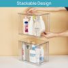 4 Pack Clear Stackable Storage Drawers,9.7" High Plastic Organizers Bins for Skincare, Bathroom Supplies,Ideal for Cabinet,Undersink,Vanity,Kitchen