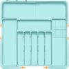 Silverware Organizer - Expandable Large Kitchen Drawer Organizer Utensil Organizer with 2 Knife Block Inserts