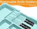 Silverware Organizer - Expandable Large Kitchen Drawer Organizer Utensil Organizer with 2 Knife Block Inserts