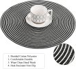Round Braided Placemats Set of 6 Round Table Mats 15 inch Cotton Washable for Holiday Party (Black Grey, 6)