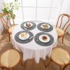 Round Braided Placemats Set of 6 Round Table Mats 15 inch Cotton Washable for Holiday Party (Black Grey, 6)