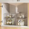4 Pack Clear Stackable Storage Drawers,Under Sink and Kitchen Organizers Storage,Easy to Assemble Plastic Drawers for Baby Bottle,Medicine, Bathroom