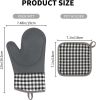 Plaid Oven Mitts and Pot Holders 4-Piece Set, Oven Mitts Gloves Heat Resistant with Non-Slip Silicone Surface for Cooking Baking Grilling