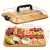 1pcs Square/Round Portable Bamboo Serving Tray, Build-A-Board Cutting Board with Single Compartment, Cutting Board Food Tray for Kitchen, Parties