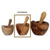 Olive Wood Rustic Mortar and Pestle Set - Handcrafted Wooden Spice Grinder