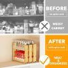 Bamboo Pull Out Spice Rack Organizer for Cabinet, Heavy Duty Slide Out Seasoning Kitchen Pantry Sliding Vertical Organization, 7.6" Wide