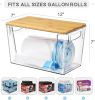 Pantry Organizers Storage, 2 Pack Under Sink Organizer Trash Bag Holder with Bamboo Lids Large Capacity Clear Storage Bins for Onion, Potato, Garlic