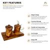 Premium Olive Wood Canister Set with Carved Storage Base - Elegant Countertop Kitchen Organizers for Spices, Tea, Coffee