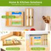 Bamboo Bag Storage Organizer - 2 Wrap Dispenser with Cutter & 4 Slots Food Storage Bags Container - Kitchen Drawer Plastic Bags Storage Organization f