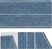 Mode Blue Rustic Cotton Linen Table Runner, Seasonal Embroidered Hollow Kitchen Dining Table Decoration for Home Party Decor 13x36 Inch