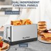 4-Slice Toaster, Extra Wide Long Slot Toaster, 6 Browning Settings, Bagel/Defrost/Reheat Functions, Removable Crumb Tray, Upgraded Stainless Steel