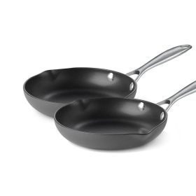 Kitchen Cookware Non-Stick Hard Anodized Frying Pan(USPS Shiping) (Color: Black, Type: 2 Piece)